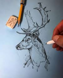 Deer animal pencil sketch drawing. Pencil Sketch Artist Psdelux Drawing Artwoonz