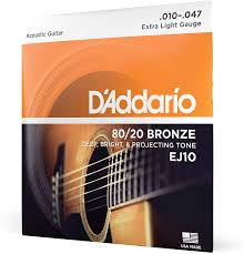 Amazon Com D Addario Ej10 Bronze Acoustic Guitar Strings Extra Light 10 47 Musical Instruments