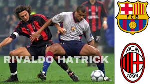 Adidas ac milan opel training jersey vintage early 2000's red with black size s. Rivaldo Hat Trick Vs Ac Milan 3 3 Ucl 2000 Youtube