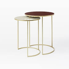 Enamel Round Nesting Tables Set Of 2 Westelm Side Table Nesting Tables Marble Side Tables