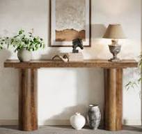 63" Console Table With Cylindrical Legs