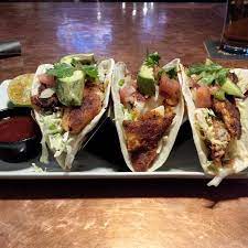 1 large red onion, halved lengthways, thinly sliced, 2 small green jalapeños, 2/3 cup rice vinegar, 1 tablespoon lime juice, 1 heaped teaspoon sea salt, 1/2 cup mayonnaise, 1/2 cup sour cream, 2 teaspoons lime juice, plus extra to taste, 1 teaspoon finely grated lime zest, pinch of sea salt. Fish Tacos Picture Of Tipperary S Pub Calgary Tripadvisor