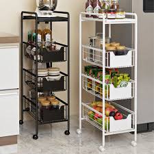 Designed with 3 practical shelves to meet all of your storage needs, this set also includes two comfortable stools to allow you to enjoy a meal or a. 4 Tier White Black Metal Rolling Utility Cart Trolley Storage Shelf Kitchen Rack Sale Banggood Com