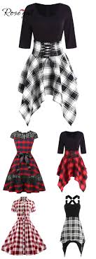 Rosegal Casual Dress Plaid Dress Ideas For Women Vintage Style Dresses Pretty Dresses Fashion