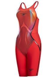 speedo lzr racer x openback kneeskin lava red black