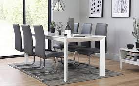 Avon White High Gloss Extending Dining Table With 6 Perth Grey Chairs Only 699 99 Furniture Choice Dining Table Dining Table Chairs Buy Dining Table