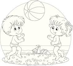 E) le dentiste dit qu'il faut rincer les dents après le repas. Coloriage Enfants En Jouant Au Ballon De Plage Dessin Gratuit A Imprimer