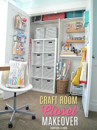 This cool, crisp and airy space serves as both relaxing master retreat and functional workspace for the homeowner. Craft Room Closet Makeover Organizing