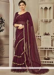 This designer saree color are maroon and beige. Buy Maroon Color Casual Saree Online