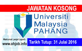 Jawatan Kosong Universiti Malaysia Pahang Ump 31 Julai 2016 Malaysia Pahang Chart