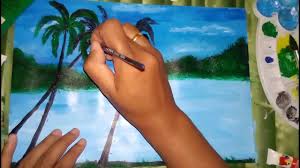 Kemudian, tambahkan detail pantai seperti pohon kelapa,. 16 Lukisan Pemandangan Di Tepi Pantai Romi Gambar Info Wisata Hits