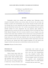 Tema 8 keselamatan di rumah dan perjalanan. Pdf Cara Guru Mengatasi Siswa Yang Kesulitan Menulis Nuki Handayani Academia Edu