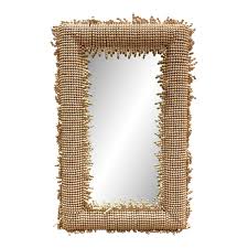 Currey & Co. Modern Beige Wooden Bead Jeanie Wall Mirror