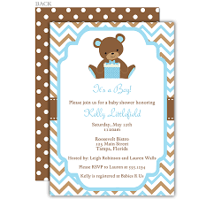 Chevron Teddy Bear Blue Baby Shower Invitation Teddy Bear Baby Shower Invitations Blue Baby Shower Invitations Baby Shower Invitations