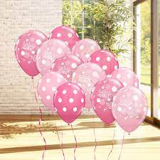 Celebrate A New Baby Girl With These Pretty Pink Polka Dot Balloons Baby Girl Shower Themes Pink Girl Baby Shower Decorations Baby Girl Shower Themes