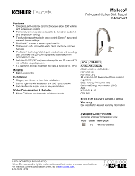 Check out this guide to repairing your kohler faucet, and get set to complete your repair today. Kohler K R562 Sd Vs Touch On Kitchen Sink Faucet Specification Sheet Manualzz