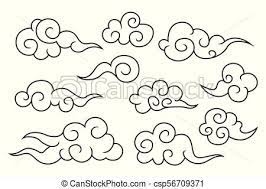 Vector Illustration Of Collection Of Symbol Chinese Cloud Symbols Cloud Illustration Cloud Drawing Cloud Tattoo