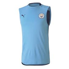 Manchester city their new away kit for the 2020/21 season, with black as the main color and just as tsc had anticipated , this uniform features a. 2020 2021 Manchester City Puma Sleeveless Shirt Blue 75790301 Uksoccershop