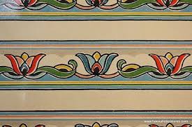 1930s Vintage Wallpaper Border Shiny Art Deco Tulip Design Red Blue Green Black Vintage Wallpaper Art Deco Borders Tulip Design