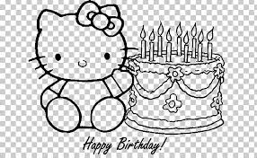 Bake a cake or a cupcake, light the candles, sing a song or play some music. Hello Kitty Coloring Book Birthday Drawing Png Clipart Art Artwork Birthday Birthday Cake Black Free Png