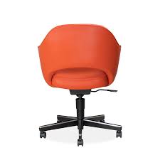 Saarinen's architectural legacy communicates this sentiment of giddy potential and unfettered his pedestal table, tulip™ chair, womb™ chair and executive seating have all become easily. Saarinen Executive Arm Chair In Orange Vinyl With Swivel Base By Eero Saarinen For Knoll Apollonian House