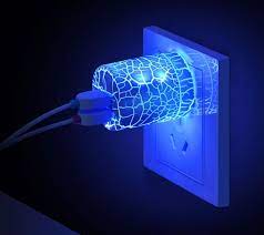 Electric Shock Glowing Phone Charger Wall Adapter Usb Wall Charger Wall Charger Blue Night Lights