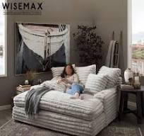 ‫ריהוט WISEMAX עיצוב נורדי נעים ספת מיטה מסגרת עץ בד קטיפה בגודל גדול 4  מושבים ספה מודולרית לסלון הבית‬‎
