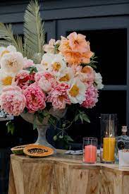 Peony Filled Bar Flowers Event Floral Design Papaya Wedding Wedding Bar