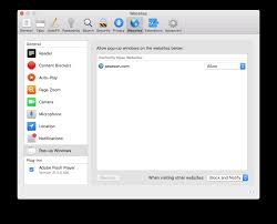 Mac mini, os x yosemite (10.10.5). Safari Turn Off Pop Up Blockers