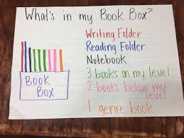 first grade students keep their book boxes organized using