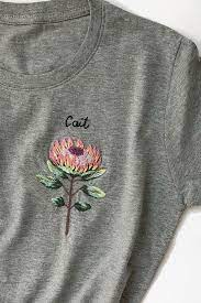 King Protea Flower Shirt By Vyshyto Embroidery Hand Embroidery Embroidery Designs Fashion Embroidery Inspiration Embroidery Designs