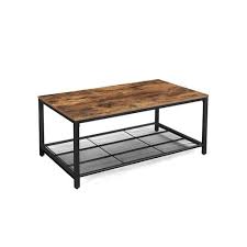 Rustic solid oak coffee table house of. Industrial Coffee Table With Storage Shelf For Sale Home Furniture Vasagle By Songmics