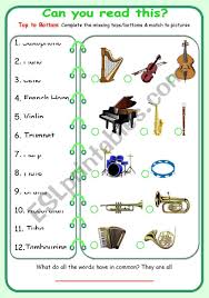 First grade spelling words, contraction worksheets 1st grade and 1 reading wonders first grade worksheets are three of main things we want to present to you based on the post title. Top To Bottom A Reading Challange 1 Musical Instruments Esl Worksheet By Jwld