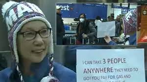 Woman offers to drive stranded passengers from airport to their destination