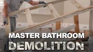 (if there are tub faucet handles, leave them in place if they are at least 8 inches above the tub.) use a flat pry bar or putty knife to pry off tiles. How To Demo A Tile Bathroom Removing A Garden Tub And Shower Surround Diy For Beginners Youtube