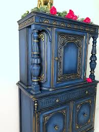Jacobean Cabinet Hand Painted Blue Gold Hand Painted Furniture Painted Furniture For Sale Paint Furniture