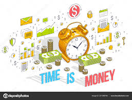 Time Money Concept Table Alarm Clock Cash Money Stacks Coin