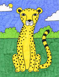 Once this simple outline is done, add details to the cheetah's face, including eyes. How To Draw A Cheetah Art Projects For Kids
