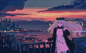 Dramatic sunset sky overlays the collection of 30 sunset sky overlays. Sunset Cityscape Sea Balcony Anime Girls Anime Long Hair Sky Hd Wallpaper Wallpaperbetter