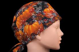 Autumn Pumpkin Print Scrub Cap