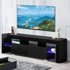 Great For Tv Stand Elegant Black High Gloss Led Light Glass Shelves Tv Cabinet Modern Tv Table 2 Drawers Console Dura In 2020 Console Furniture Tv Stand Unit Modern Tv