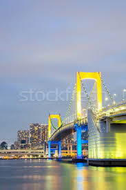 Walk this suspension bridge for views of tokyo's skyline or see its rainbow lights from waterfront, monorail, boat cruise or restaurant vantage points. Rainbow Bridge Tokyo Japan Stock Photo C Vichie81 3900783 Stockfresh