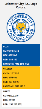 Download for free in png, svg, pdf formats 👆. Leicester City Team Colors Hex Rgb Cmyk Pantone Color Codes Of Sports Teams