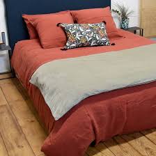 Housse De Couette En Lin Lave Viti Terracotta Harmony 240x220 Cm Decoclico En 2020 Housse De Couette Draps En Coton Couette