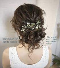 Greenery Hair Comb Babies Breath Comb Green Leaves Hair Etsy Weddinghair Romantic Wedding Hair Hair Styles Wedding Hair Inspiration