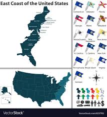 Map East Coast United States Royalty Free Vector Image