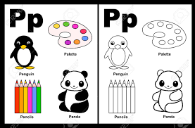 Orange you glad for quizzes? Kids Alphabet Coloring Book Page With Outlined Clip Arts To Color Letter P Royalty Free Cliparts Vectors And Stock Illustration Image 38910469