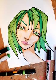 Improve Your Face Drawing Skills In Marker For Free With Mixed Media Artist Online Art Teacher Author Karen Art Markers Drawing Face Drawing Marker Drawing