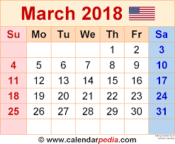 About printable calendar | www.123calendars.com. March 2018 Calendar Templates For Word Excel And Pdf