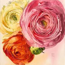 The Ranunculus 2 Painting Ranunculus Painting Floral Painting Flower Painting
